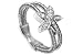 Jewelry : 18K White Gold Matte-Finish Handwoven Double-Strand Mesh Ring, Enhanced with a Pave Set Diamond Flower.