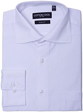 Cotton Cool Men's Slim Fit Solid Non-Iron Long Sleeve Dress Shirt