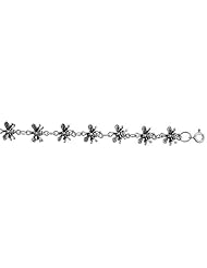 Sterling Silver Butterfly Charm Bracelet, 3/8 inch wide