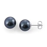 Tahitian Black Pearl Earrings in 14K White Gold