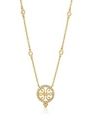 Jewelry: Freida Rothman Gold-Plated Sterling Silver and Cubic Zirconia Necklace - Freida Rothman