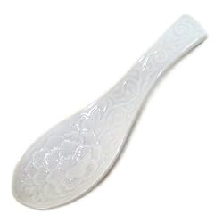Porcelain Flower Engraved Design Soup Spoons Set of 12