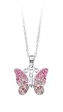 CleverEve's Sterling Silver Pink Butterfly Necklace