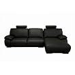 Contemporary Black Leather Sectional Sofa & Chaise By Wholesale Interiors with Silver Shipping
