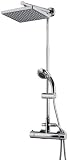 Schulte D9641 02 DuschMaster Rain mit Thermostat, Kopfbrause eckig, H 98-149 x B 30 x T 55,5 cm, Messinggrundgestell, chrom