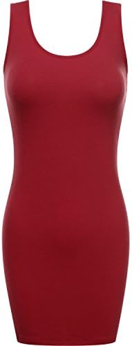 FPT Womens Basic Extra Long Fitted Tunic Tank Top (S-3XL) FPAWTTK026_Burgundy Medium