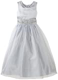 Us Angels Girls 7-16 Dress With Handbeaded Cummerbund, Pewter, 8