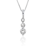 3 Diamond Pendant 1 ct. in 14K White Gold with Chain