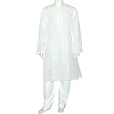 Casual Clothes Cotton Embroidered Kurta Pajama for Men Size M