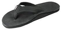 Big Sale Best Cheap Deals Rainbow Sandals Women's SINGLE LAYER THICK Black Leather Sandals 7 B(M) US