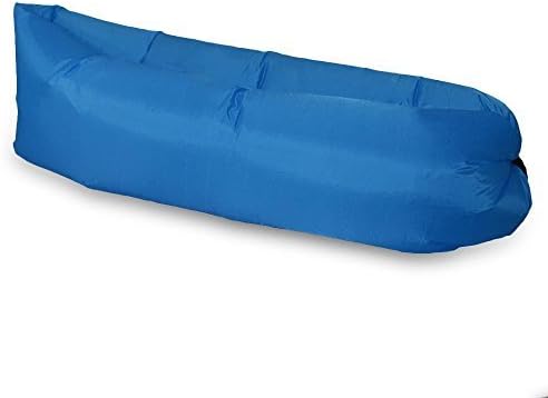 Inflatable Outdoor Air Sleep Sofa Couch Portable Furniture Sleeping Hangout Lounger Imitate Nylon External Internal PVC for Summer Camping Beach (Blue)