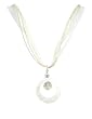 Necklace - N279 - Genuine Mother of Pearl Shell and Fire Polished Glass on 5-Strand Cotton and Organza Cord - Round (1-1/4" Diameter) ~ Cream