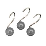 GREY Orbit 12 SHOWER CURTAIN HOOKS retro ball bath