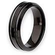 Black Plated Grooved Titanium Ring (7.0 mm) - Sizes 7-13