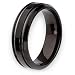 Black Plated Grooved Titanium Ring (7.0 mm) - Sizes 7-13