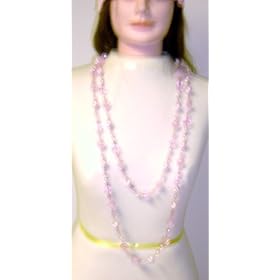 Click here to buy N16, Light Pink and Opaque Various Size Beads and Pearls Separated By Small Silver Long Chain... by Gita.
