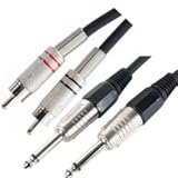 Produkt-Bild: 1 m Phono-Kabel 2-x 6,35-mm-Klinke-Stecker Mono / 2-x Cinch-Stecker
