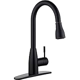 pH7® F04 1-hole or 3-holes Plastic Pull-down Kitchen Sink Faucet with Deck Plate; 1- handle Kitchen Faucet; Excellent Finish, Nylon Hose, and Docking System, Oil Rubbed Bronze