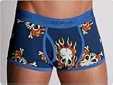 Ed Hardy - Ed Hardy Flaming Skull Party Trunk Blue