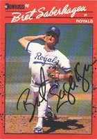Bret Saberhagen, Kansas City Royals, 1990 Donruss Autographed Card