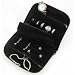 Jewelry : Travel Jewelry Case - Genuine Black Leather (Black) (6" W x 9" L (open))