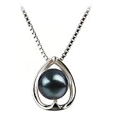 PearlsOnly Amanda Black 6-7mm AA Japanese Akoya Sterling Silver Pearl Pendant