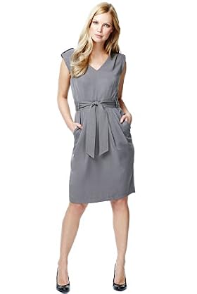 V-Neck Epaulettes Utility Dress with Belt