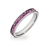 Eve's Addiction Amethyst CZ Sterling Silver Stackable Eternity Band, 6