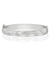 14K White Gold Ladies Hollow 8.0mm Wide Bangle Bracelet
