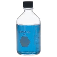 Kimble Kimax Glass Media/Storage Bottle, with PTFE/Silicone Lined Closure