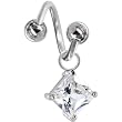 Pink Gem Solitiare Spiral Twister Belly Ring