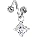 Crystalline Gem Diamond Solitaire Spiral Twister Belly Ring