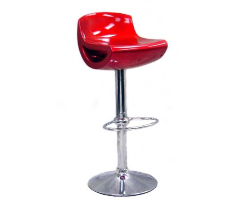 Baxton Studio Adjustable Plastic Barstool, Set of 2, Red and Chrome