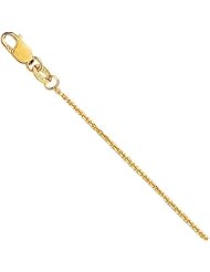 18K 18" Yellow Gold 1.1mm Polish Diamond Cut Cable Chain With Lobster Clasp