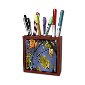 Lee Hiller Photography Hot Springs National Park Autumn Leaves - Green and Rust Leaves - Tile Pen Holders-5 inch tile pen holder