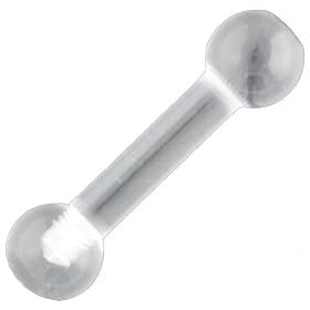 Acrylic Straight Barbell: 10g 5/8" UV Clear, Acrylic Balls: 6mm
