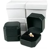 Best4 Black Leather Ring Jewelry Gift Boxes Displays 4 Black Leather Ring Jewelry Gift Boxes Displays
