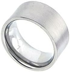 Matte 10mm Wide Flat Plain Stainless Steel Unisex Men Wedding Band Ring Size 9