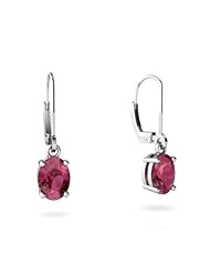 Genuine Pink Tourmaline 14kt White Gold Lever Back Earrings