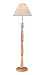 Lite Source IK-7001 Bat And Ball Floor Lamp, Natural Wood Base with White Fabric Shade