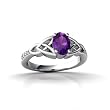 Sterling Silver Genuine Oval Amethyst Celtic Ring