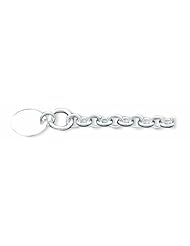 Sterling Silver Engraveable Oval Disc on Fancy Link Bracelet 7.5 Inches