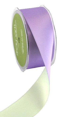 May Arts 1-1/2-Inch Wide Ribbon, Lavender and Sage Satin