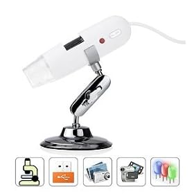 B&A Microscope scientifique num�rique USB Haute-d�finition , Connexion vid�o USB pour ordinateurs / ordinateurs portables / Macs, agrandit 200x tous les articles microscopiques,�clairage LED, traitement d'images sp�ciales, Comprend un support pour une utilisation mains libres, s'utilise dans tout les domaines: Hobby / Science / Education / industriel.