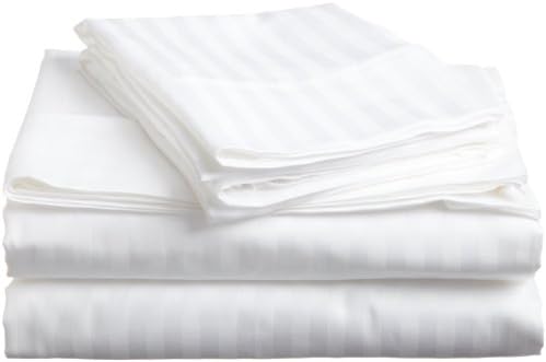 ITALIAN LINEN Twin Size 1500 Thread Count Striped Sheet Set, White