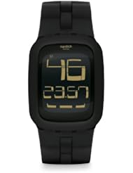 Swatch SURB112 Black Bump Digital Dial Black Silicone Band Unisex Watch NEW