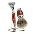 Edwin Jagger 3PC Briar Wood Set with Mach 3 Razor, Best Badger Brush & Stand