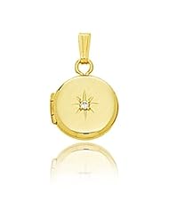 14K Yellow Gold Round Diamond Baby Locket (10 x 10 mm)