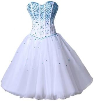 Emma Y 2014 Sweetheart Blue Sequins Homecoming Party Gowns Short -US Size 12 White