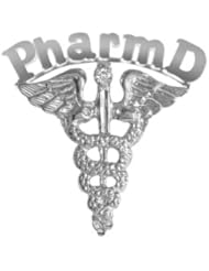 NursingPin - Pharm D Graduation Pin with Diamond in Silver for Pharmacists
